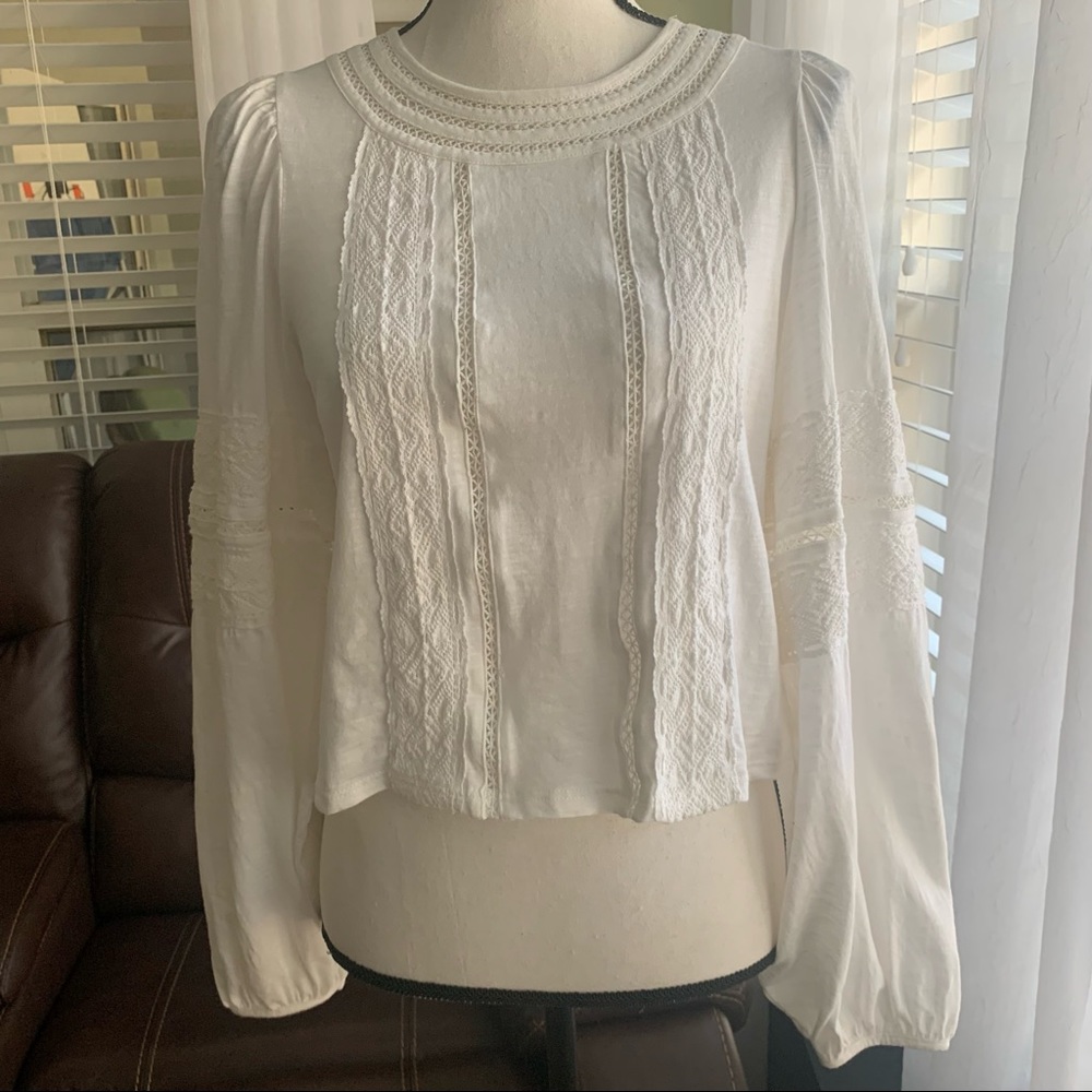 Topshop laced, white blouse size 2